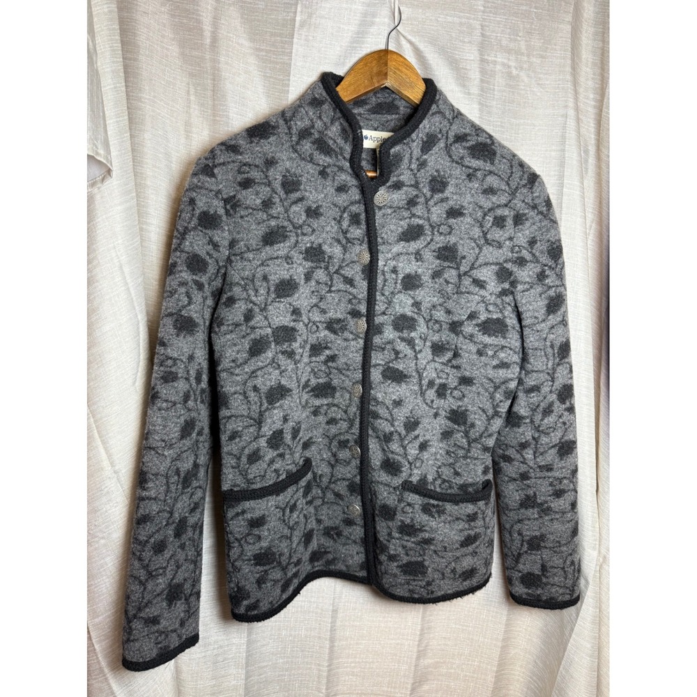 Appleseeds Gray Floral Wool Blend Button Front Blazer Jacket Women's Size 10